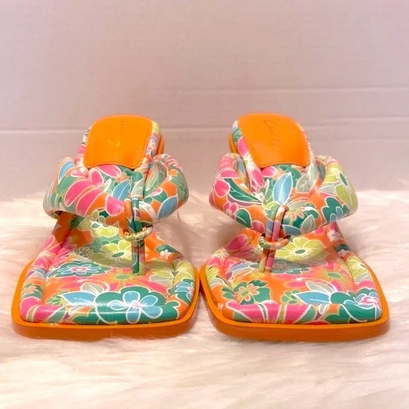 New Sam Edelman Circus Skeet Floral Orange Sandals Size 7 1/2 - Picture 4 of 13